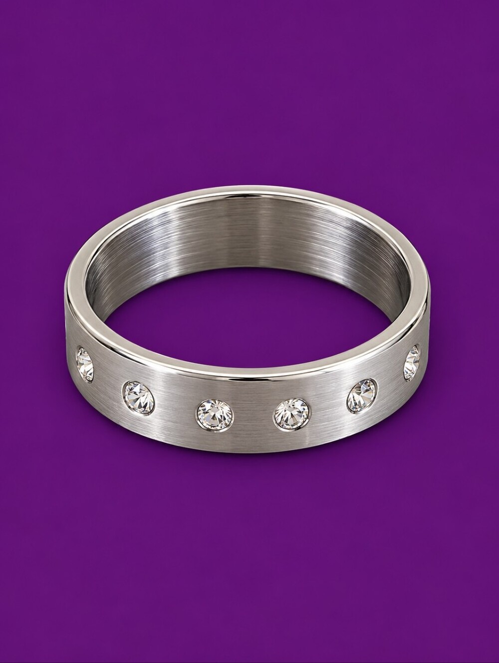 Men's Stainless Steel Rhinestone Wedding Band Size 12 FLAWED